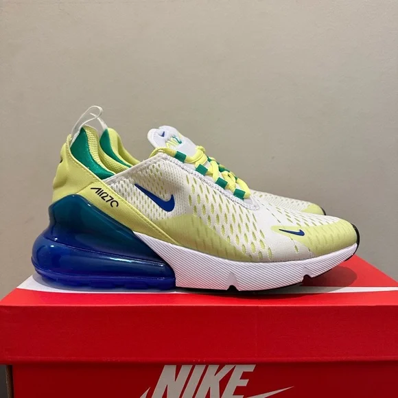 NIB  Big Kid's Nike Air Max 270 White/Light Lemon Twist/Stadium Green - Picture 2 of 6